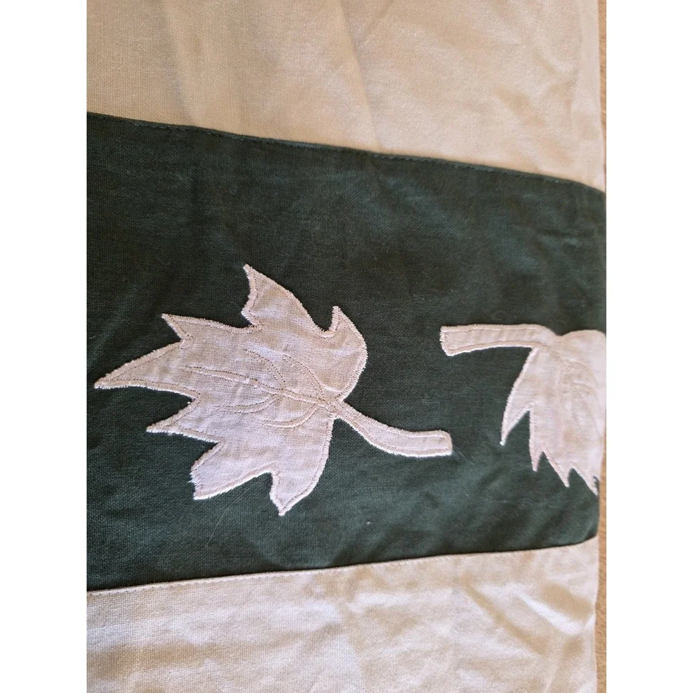 Williams Sonoma Tablecloth Fall Decor Beige Green Leaf Border 108x70
